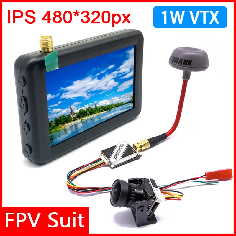 Micro 5.8G 40CH 3 Inch LCD 480x320 Auto Search FPV Monitor with 1000mW fpv Video Transmitter and Starlight 1200TVL FPV Camera