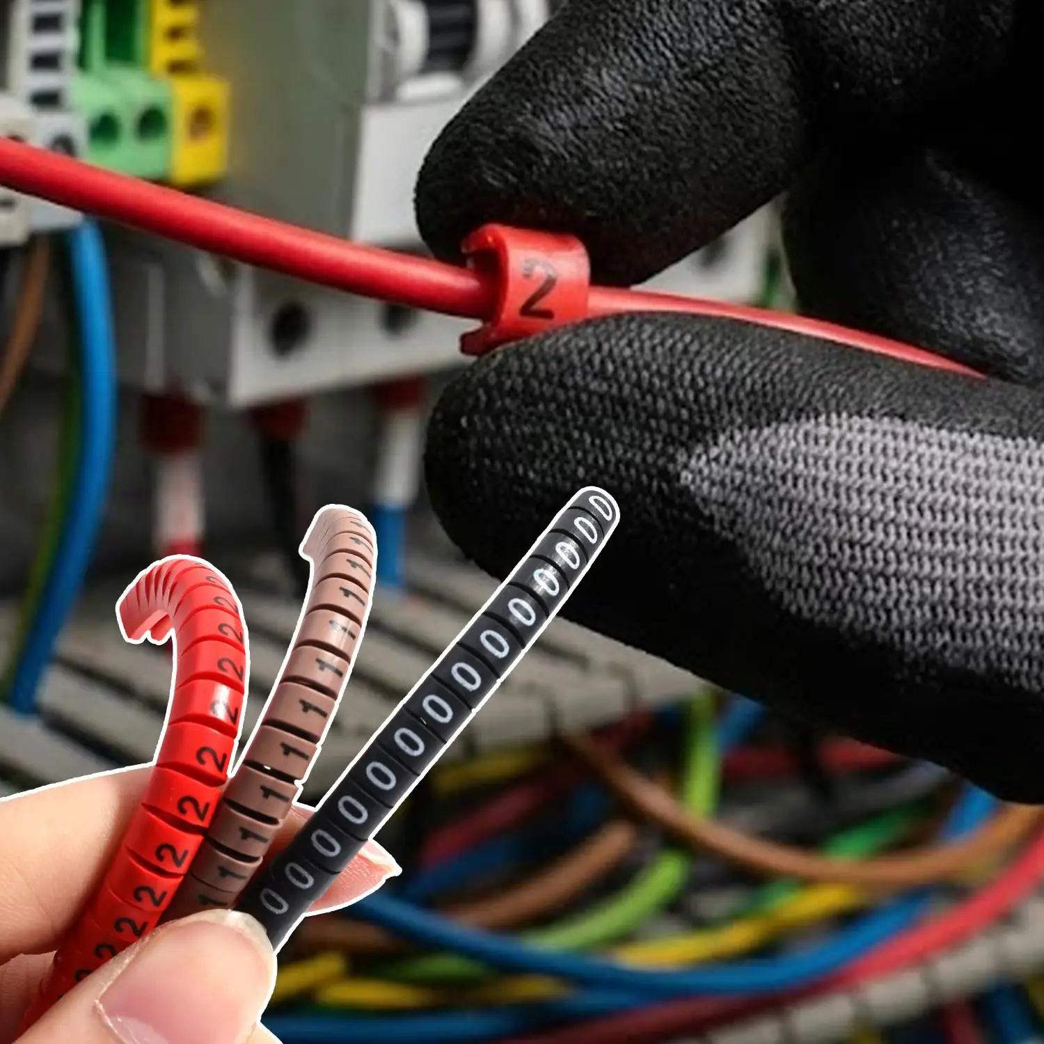 500 Stück Kabelmarkierer EC-0 EC-1 Markierungsnummern 0 bis 9, farbig, 2,5 mm² Isolierung, PVC-Kabelmarkierer, Kabelmarkierungs-Etiketten – Detail 4