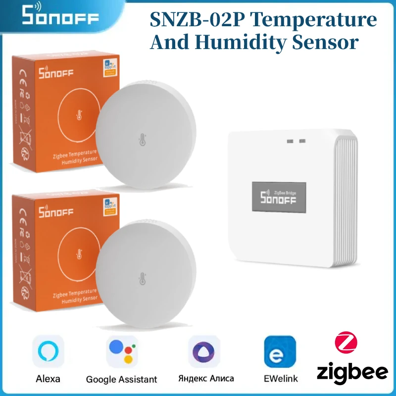 SONOFF SNZB-02P Zigbee Temperature And Humidity Sensor High-Accurate Monitor For Smart Home Via EWeLink App Alexa Google Home