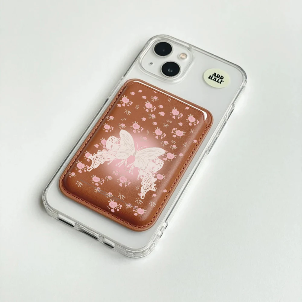 Bow Flower INS Leder-Kartenetui Handyhülle Kartenhalter für Magnetische Hülle Geeignet für alle iPhones für Magsafe Karten-Handytasche – Detail 2