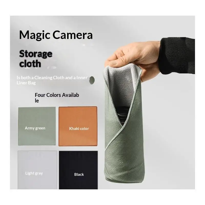 Camera Storage Bag Plush Anti-Scratch Foldable Self-Adhesive Cloth Pouch Perfect for Photography Trip Accessory