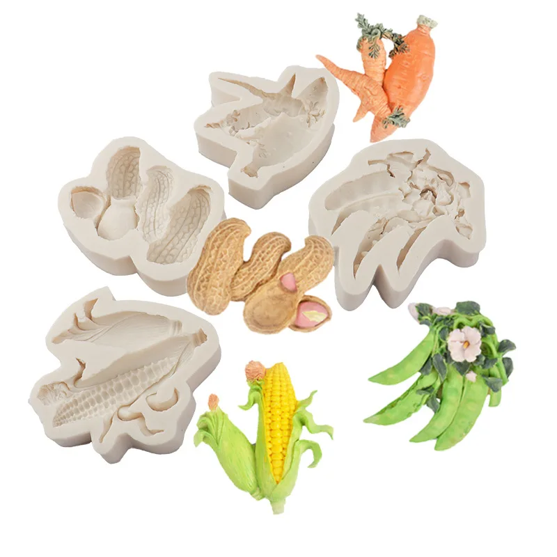 Mirosie Simulation Vegetable Series Silicone Molds Pea Mushroom Chili Chocolate Fondant Cake Mold Epoxy Resin Molds Cake Decor