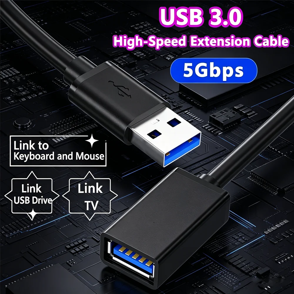 5Gbps USB 3.0 Extension Cable Male To Female USB A Extender Cable for PC Hard Drive Computer Laptop Smart TV Hard Drive Camera
