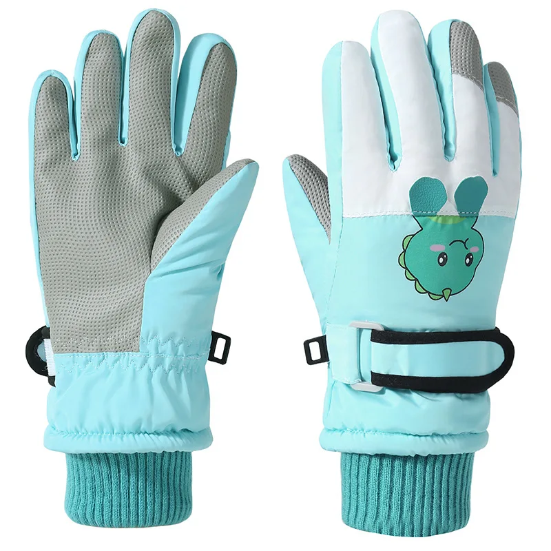 Children's gloves, ski gloves, warm, fleece-lined, thickened, windproof, cold-resistant, waterproof, autumn and winter cycling g