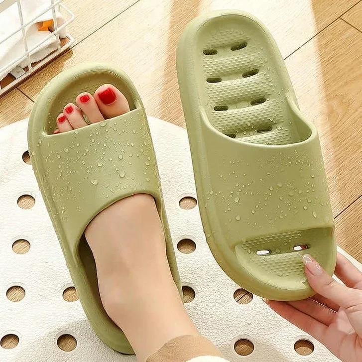 WaterLeaky Bathroom Slippers Quick-drying Shower Hollow Out Indoor Summer Soft EVA Shoes Anti-Slip Flip Flops for Men Women