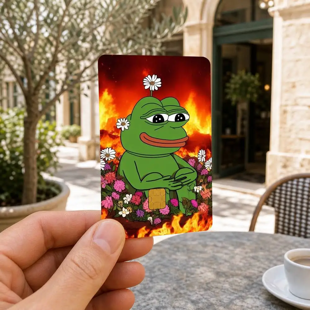 Meme P-Pepe the F-Frog HD Waterproof Card Skins Protective Stickers for Credit Bank Game Cards