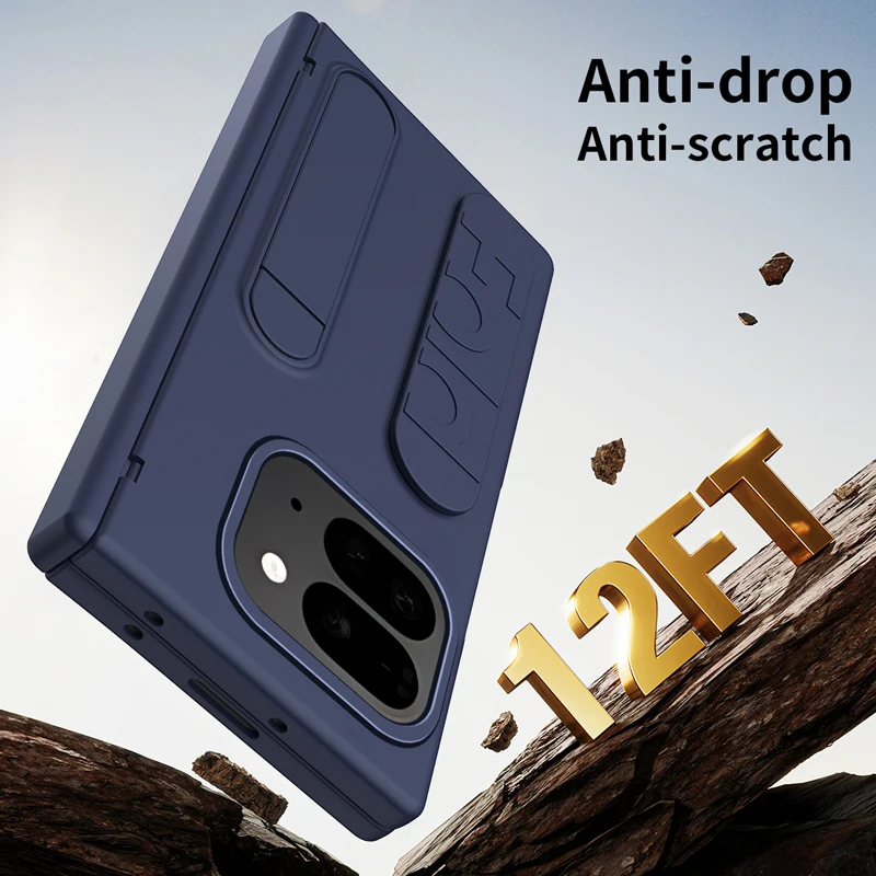 

For Google Pixel 10 9 Pro Fold Case ELVEV Hard PC Silicone Wristband Stand Shell with Glass Front Film Folding Cover