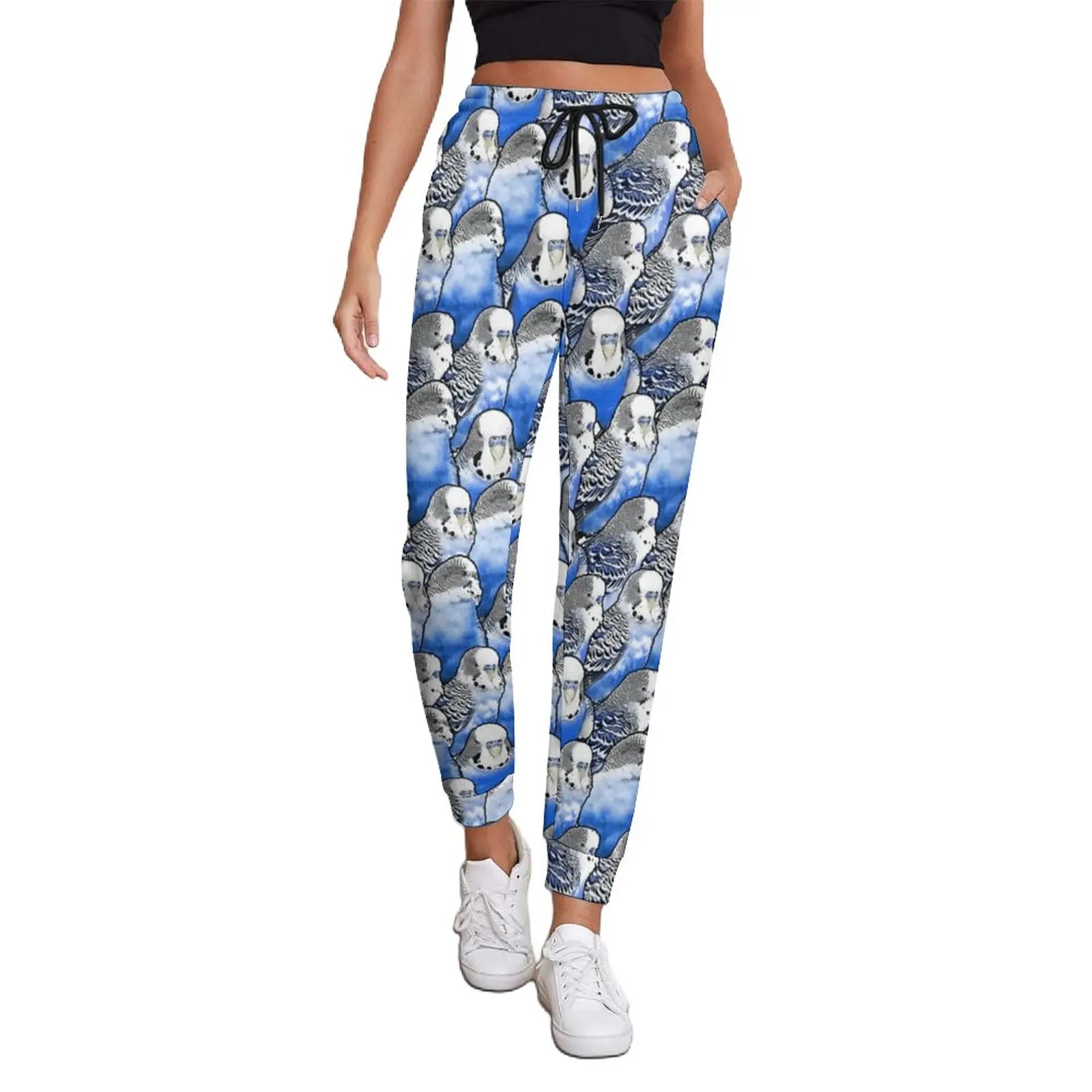 Cool Parrot Jogger Pants Women Budgie Blue Pattern Casual Joggers Spring Graphic Streetwear Oversize Trousers Gift