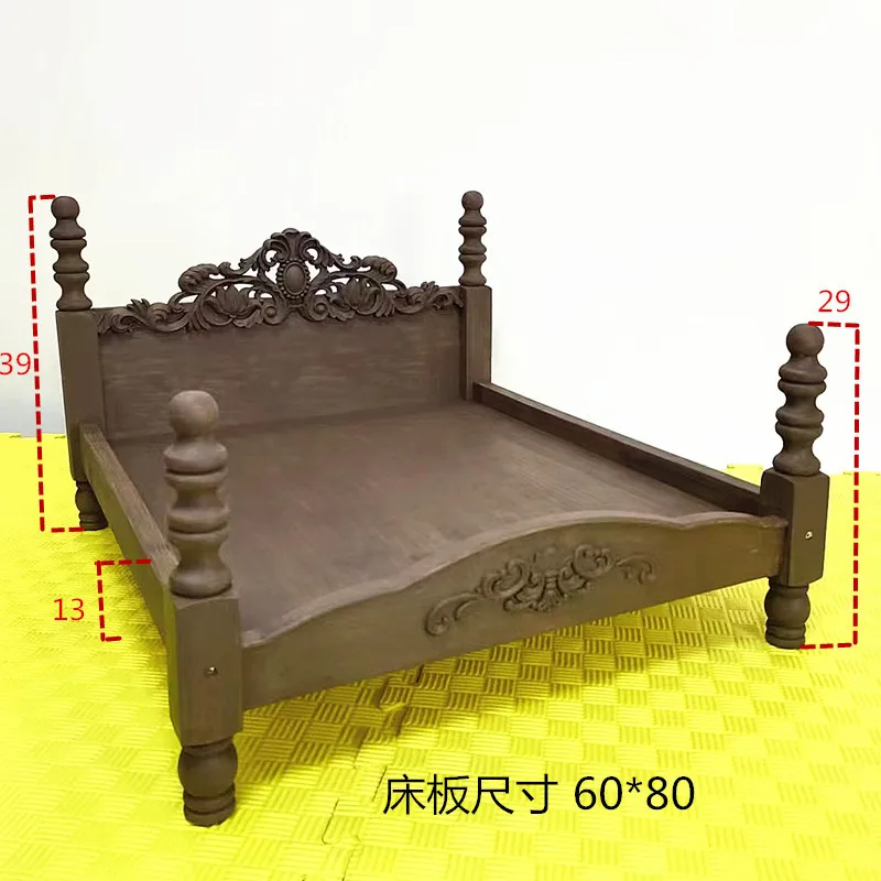 Wood carving finished solid wood pet bed, cat litter and dog bed universal, cat and dog princess bed, dog litter teddy small