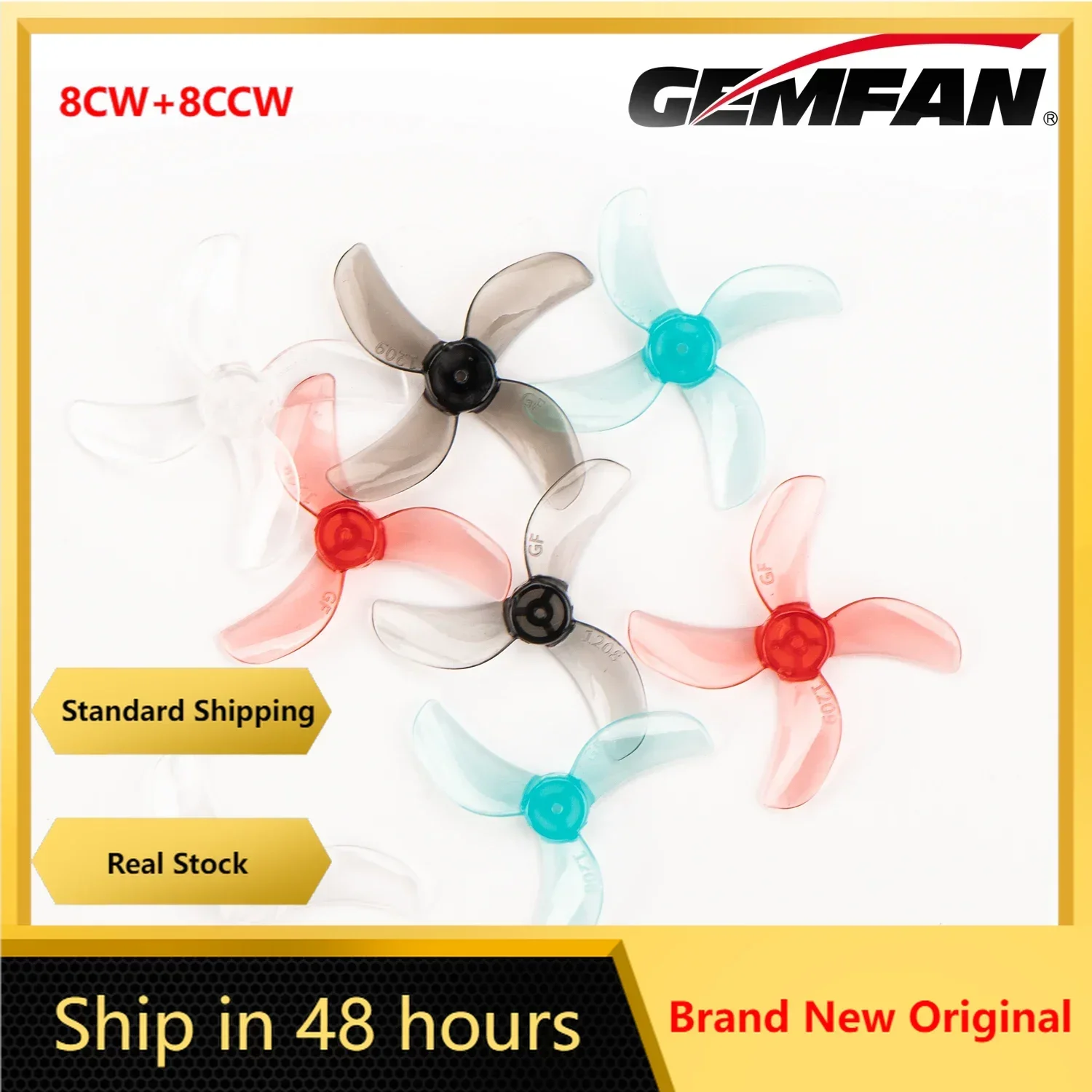 8Pairs(8CW+8CCW) Gemfan 1208 3-Blade / 1209 4-Blade 31mm Propeller 0.8mm 1mm 1.5mm (Random Color) for FPV Tinywhoops Drones