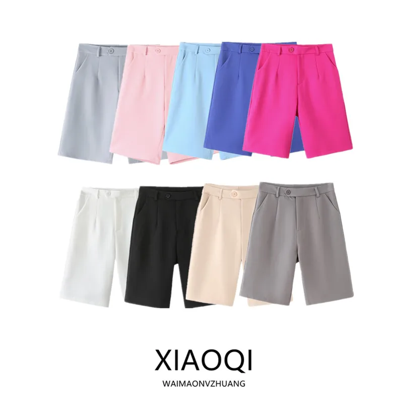 

Fashionable Versatile Commute Style Women's Suit Shorts mid Waist Simple Design Summer New Arrival Straight Leg Short Pants