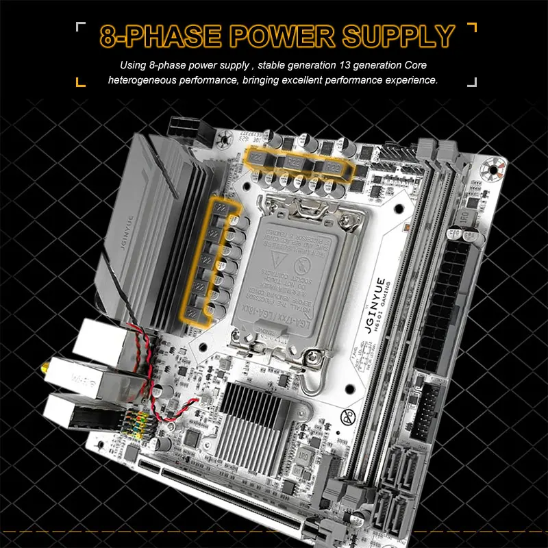 JGINYUE H610 itx HTPC Motherboard LGA1700 Support Core i3/i5/i7/i9 12th 13th Processor Dual channel DDR4 Memory DUAL M.2