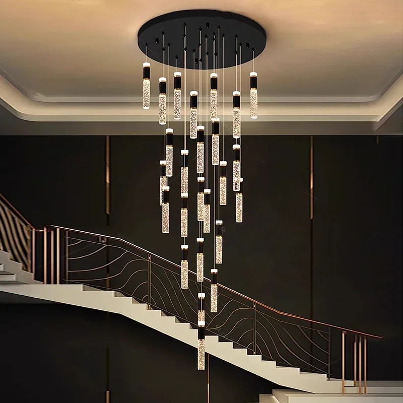 

Современная хрустальная люстра для дома, подвесной светильник для лестницы, подвесные светильники для гостиной, интерьерное освещение