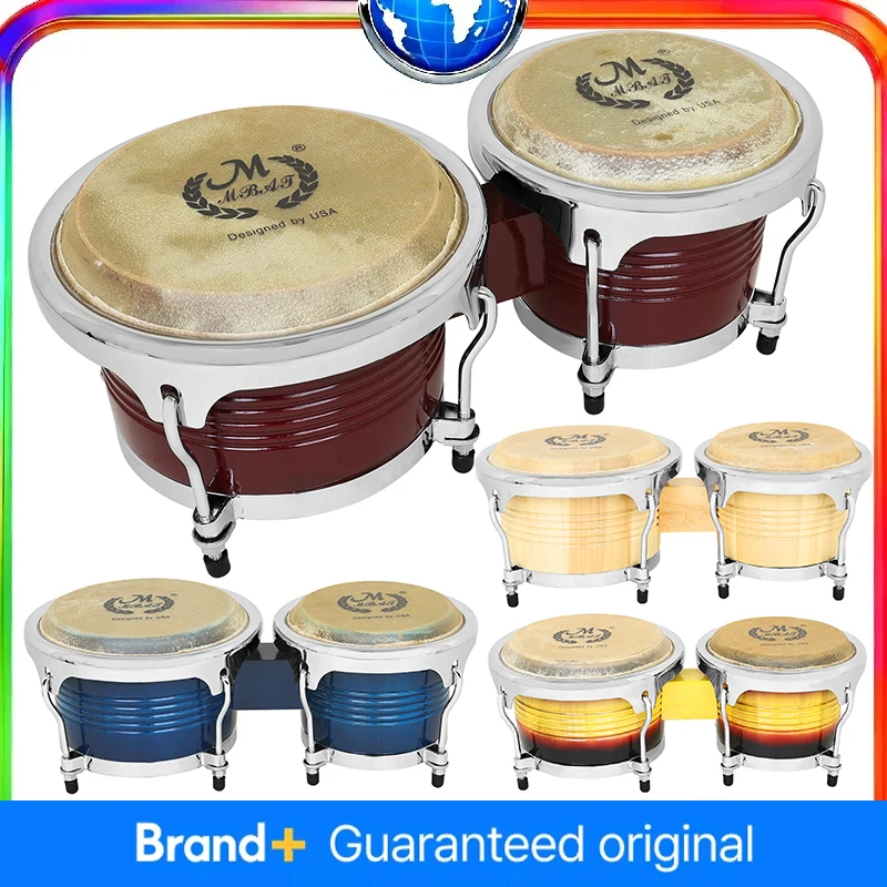 

7+9 Inch Bongo Drum Oak+Aluminum Alloy+Buffalo Leather Water Buffalo Leather Drum Safe Suitable Performance With Parts