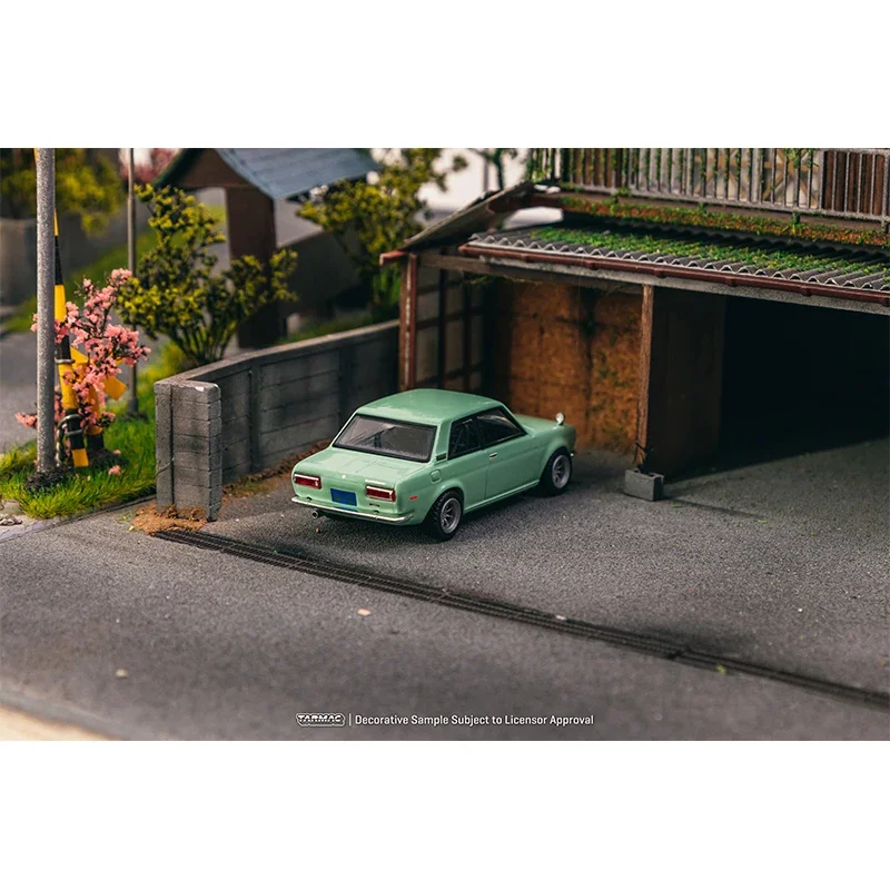 In stock TW 1:64 Datsun 510 Light Green Diecast Alloy Car Model Collection Toys