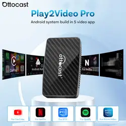 Ottocast Play2video Pro CarPlay TV Box Wireless Car Play Android Auto Car Intelligent Systems for Youtube Netflix Spotify