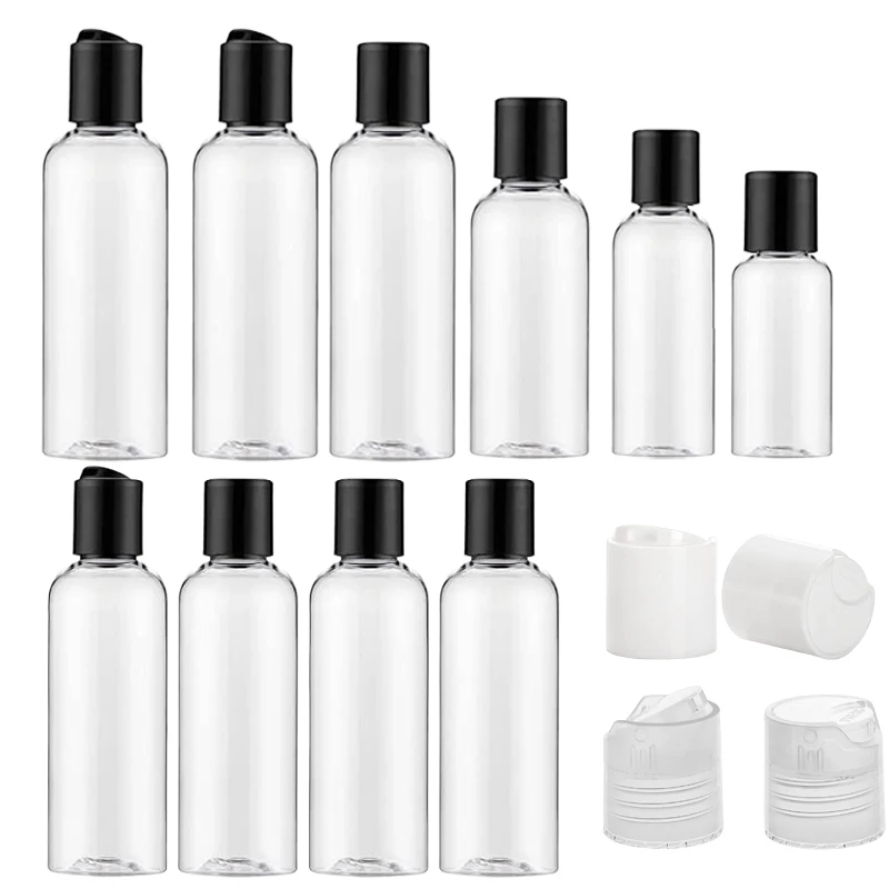 5Pcs 30/50/60/100ml Plastic Squeeze Bottles with Disc Cap Clear Travel Containers For Creams Shampoo Lotions Liquid Body Soap