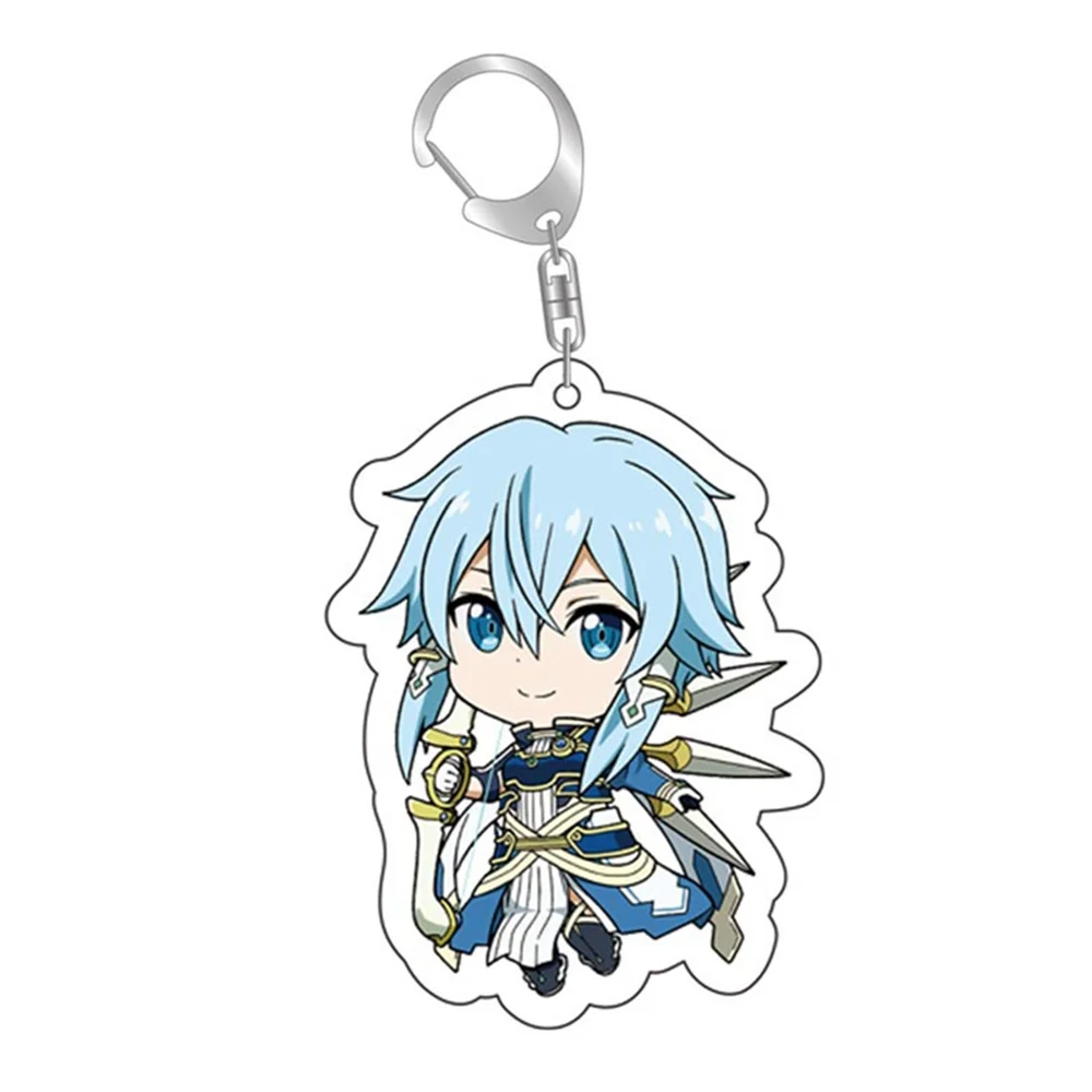 Anime Fans Gifts Q Edition Sword Art Online Kirito Asuna Yuuki Asuna Asada Shino Lovely Pendant Acrylic KeyChain Toy Keyring