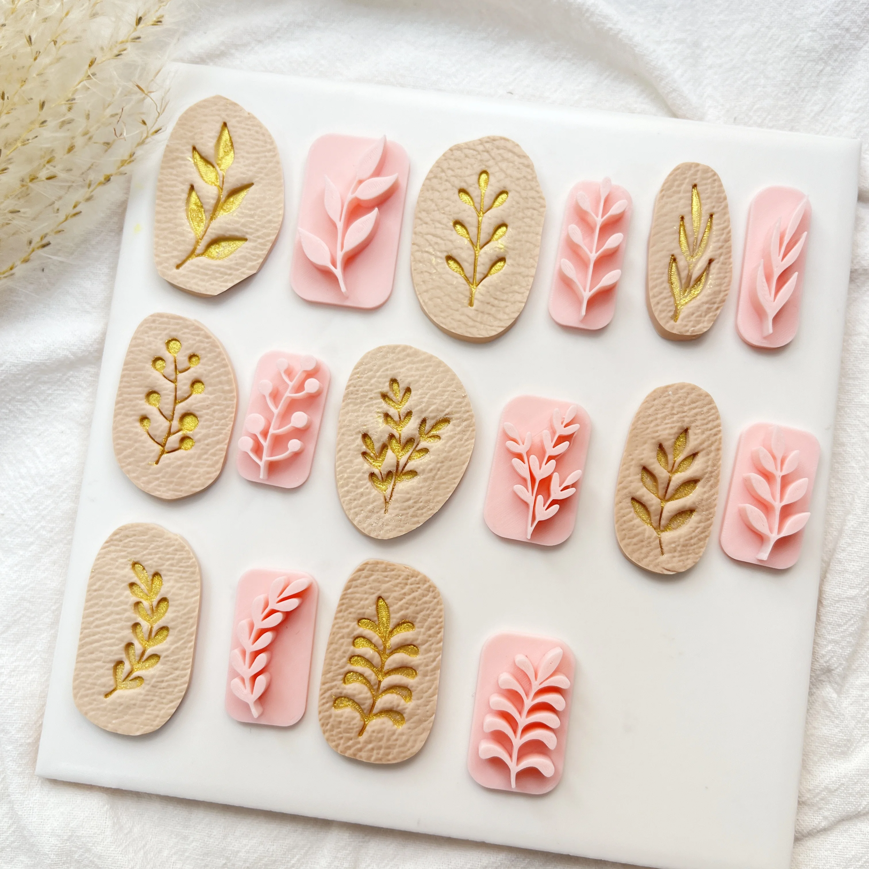 8pcs Pressed Leaf Texture Soft Clay Molds Handmade Gifts Hairpins Accessories Pendants Clay And Other Texture Molds DIY Creative