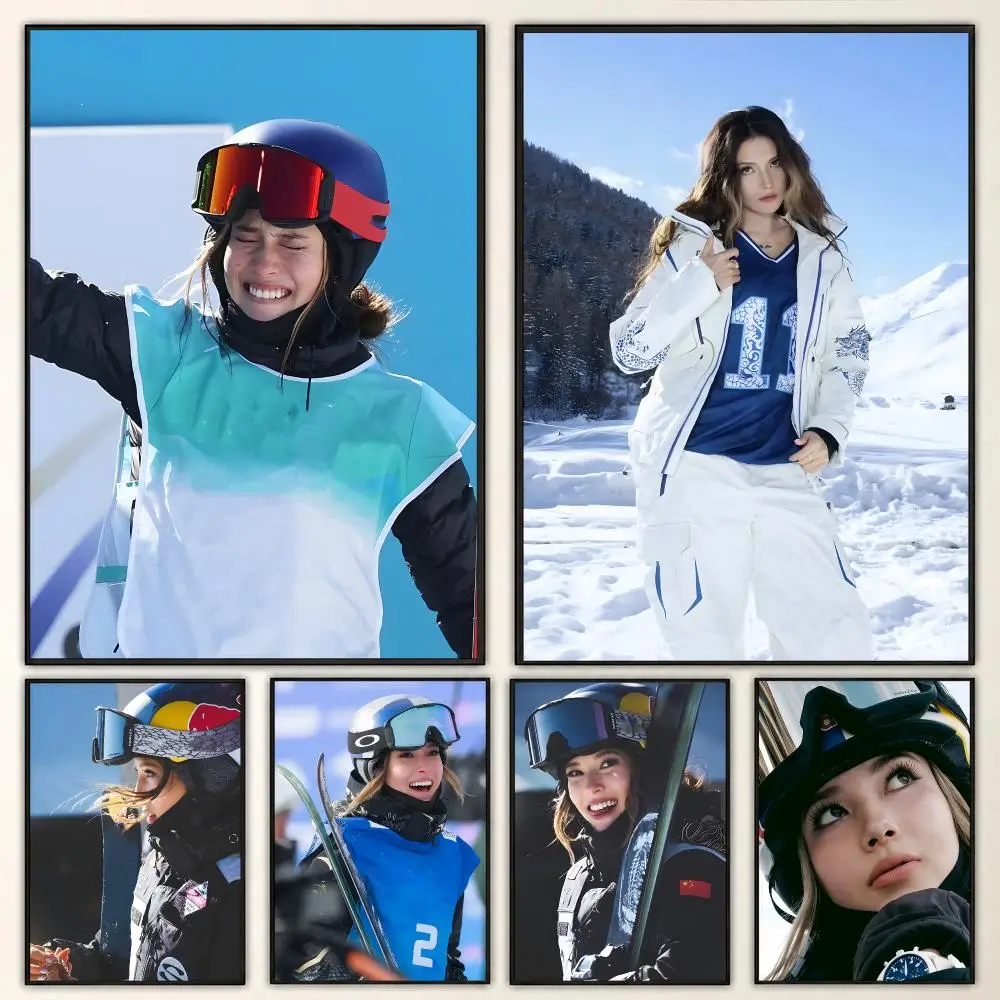 Eileen Feng Gu Freestyle Ski Champion Winter Sports Poster Aesthetic Art Print for Bedroom & Living Room Decor, Unframed