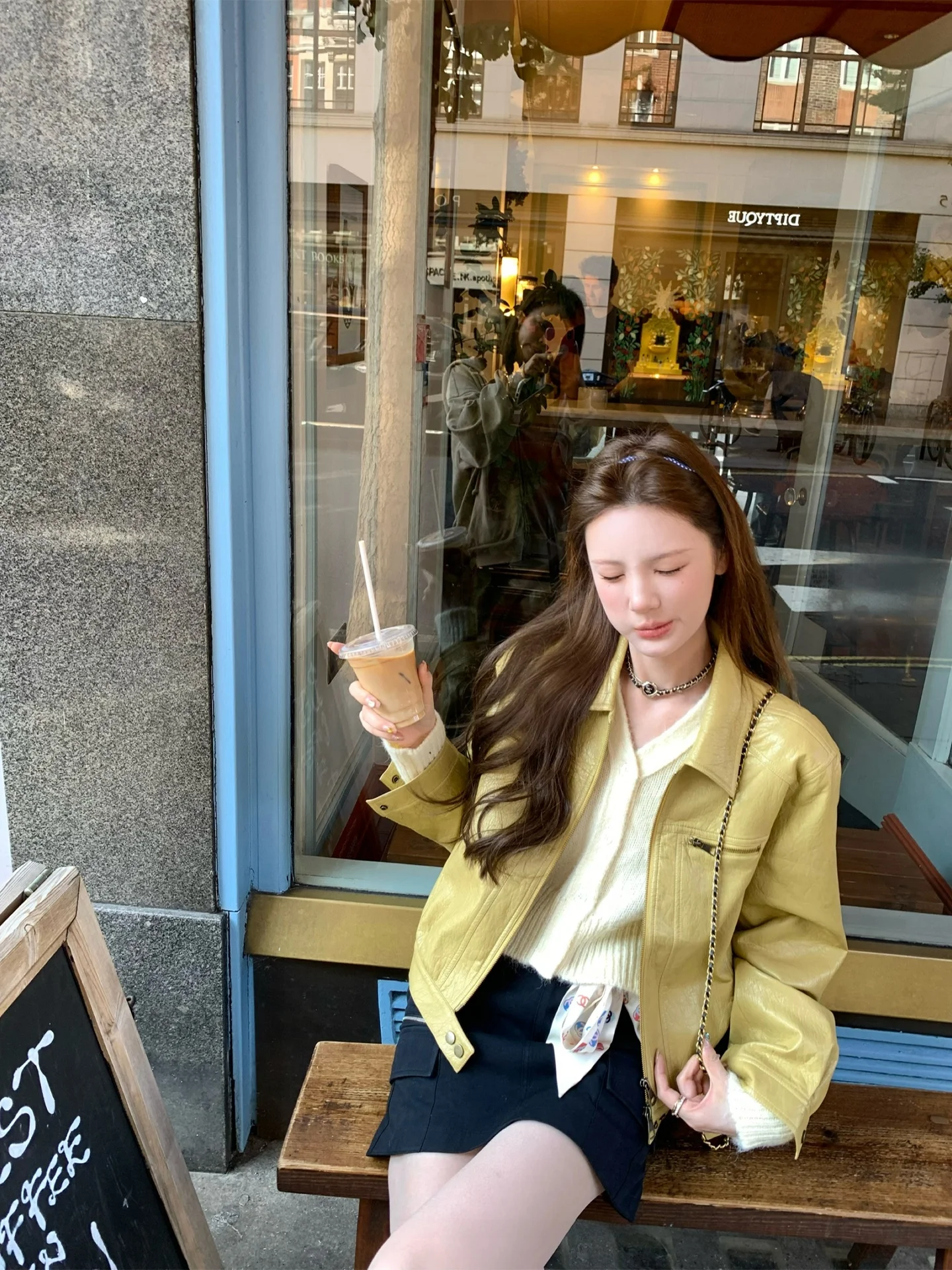 Aaaaxbbb ibuya سترة جلدية ثقيلة الوزن من ميلينيوم فينتيج، سترة نسائية حصرية للخريف، متعددة الاستخدامات وعصرية