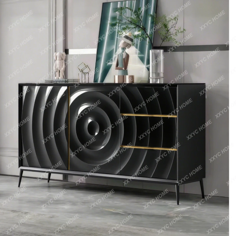 

Минималистичный лакированный буфет ML из массива дерева для прихожей, современный простой шкаф для хранения в гостиной, чайный шкафчик