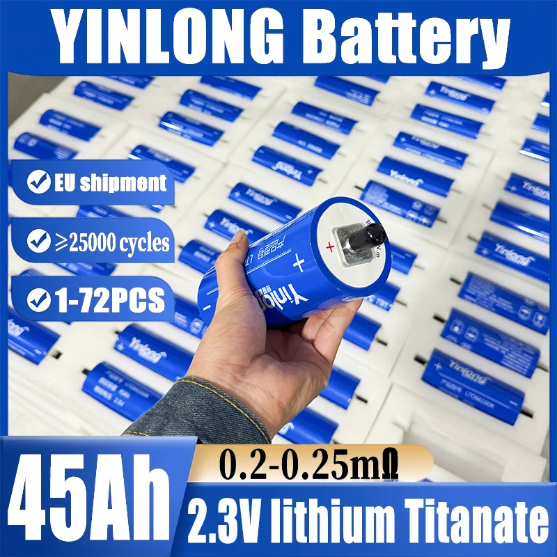 

1-72PCS 2.3V 45Ah EU inventory of Yinlong new lithium titanate LTO battery 10C electric ship solar speaker power battery Grade A