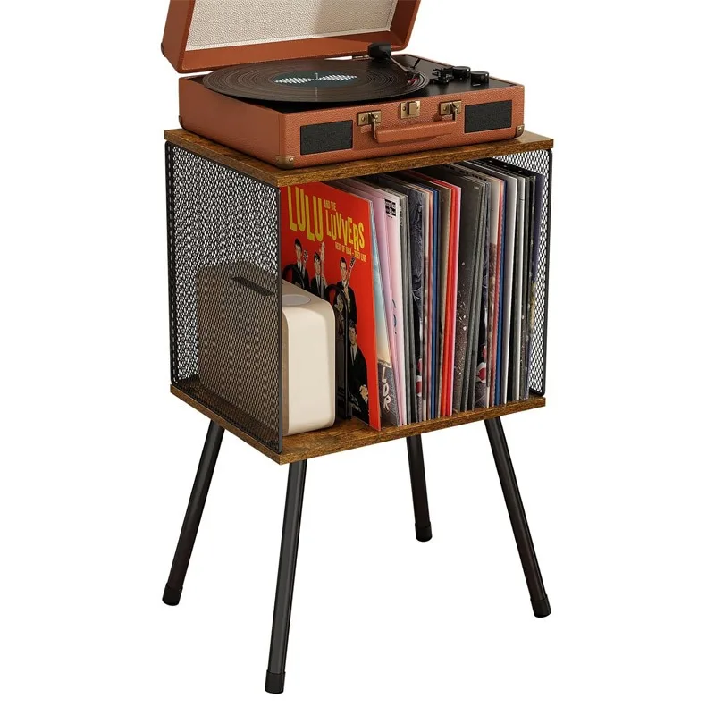 

Simple retro small record player table vinyl record storage rack