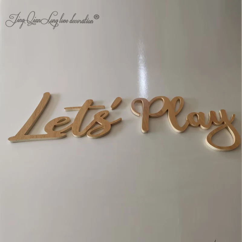 Let\'s PLAY Wall Sign - Children\'s Playroom Decor - Bedroom, Nursery Interior Wall Art Design