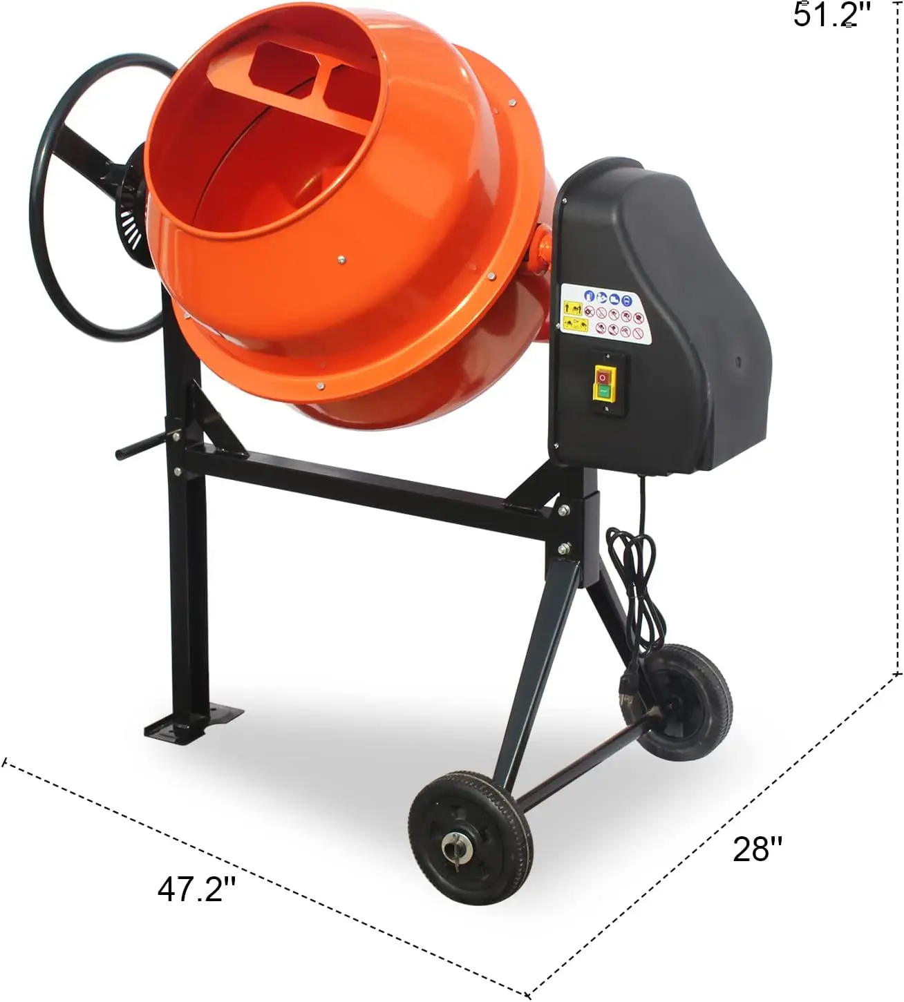 Concrete Mixer, Electric Cement Mixer Machine for Stucco with Wheel and Stand