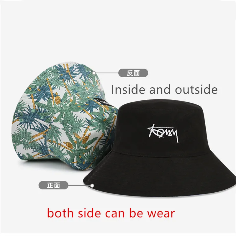 Summer Men Big Plus Size 63 cm headline use double-sided Coconut Tree design Protection fisherman cap Sun hat Bucket hat