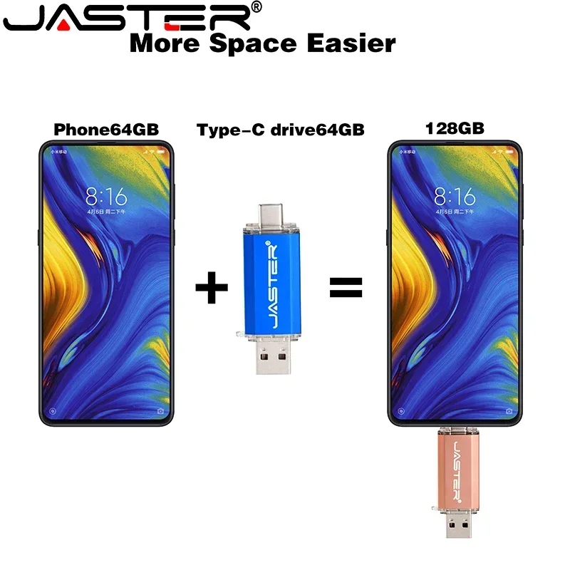 JASTER 2in1 High Speed USB Flash Drive OTG 2.0 PenDrive 128GB 64GB USB Stick 32GB 256GB Pendrive Flash Disk for Android Micro/PC