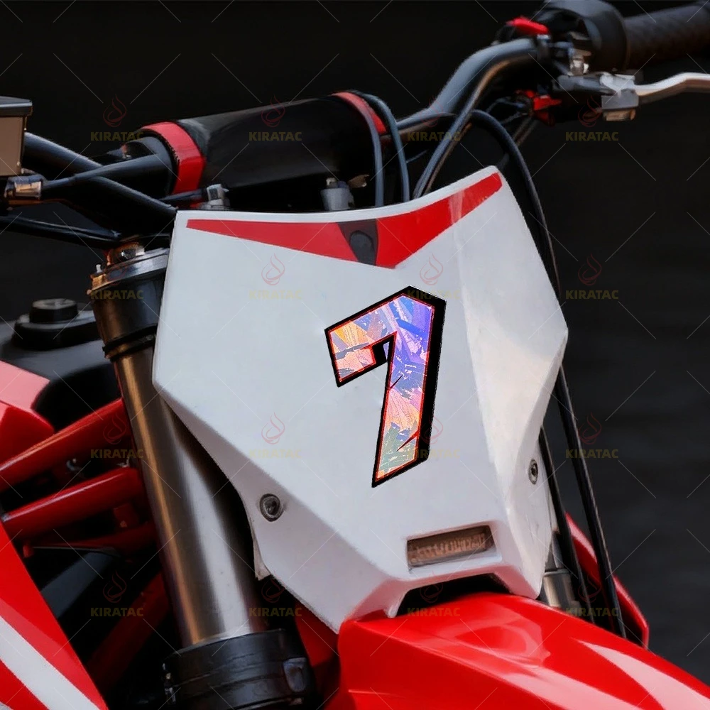 2pc Holographic Carbon Effect Motorcycle Number Stickers for DIY Racing Fairing Fuel Tank Helmet Scooter Waterproof Vinyl Decals