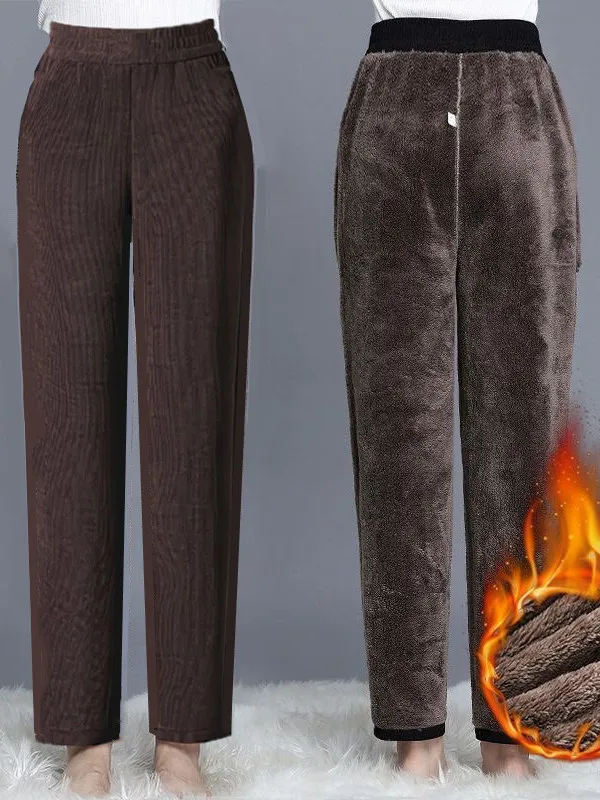 

Женские вельветовые брюки-харланы с высокой талией, утепленные, свободного кроя, прямые, больших размеров, осенне-зимняя новинка