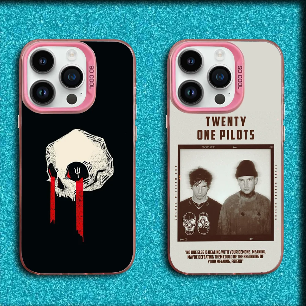 

T-Twenty One Pilots Phone Case For iPhone 16,15,14,13,12,11,Mini,Pro,MAX Pink Matte Silicone Cover
