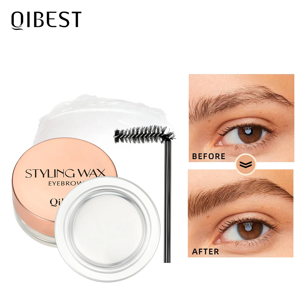 QIBEST Eyebrow Styling Gel Molding Wax Waterproof Transparent Refreshing Durable Natural Colorless Eyebrow Gel Wax Eyes Cosmetic