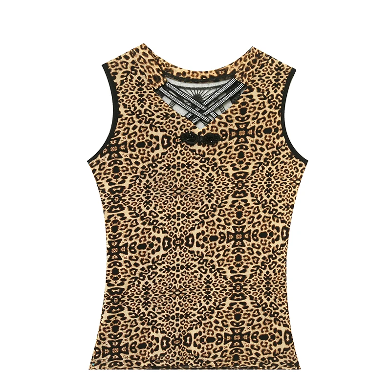 MadBlack-Women's Cross Deckline Diamonds Top, Sem Mangas, Chique, Roupas Europeias, Verão, Moda Outono, Sexy, T47515QM