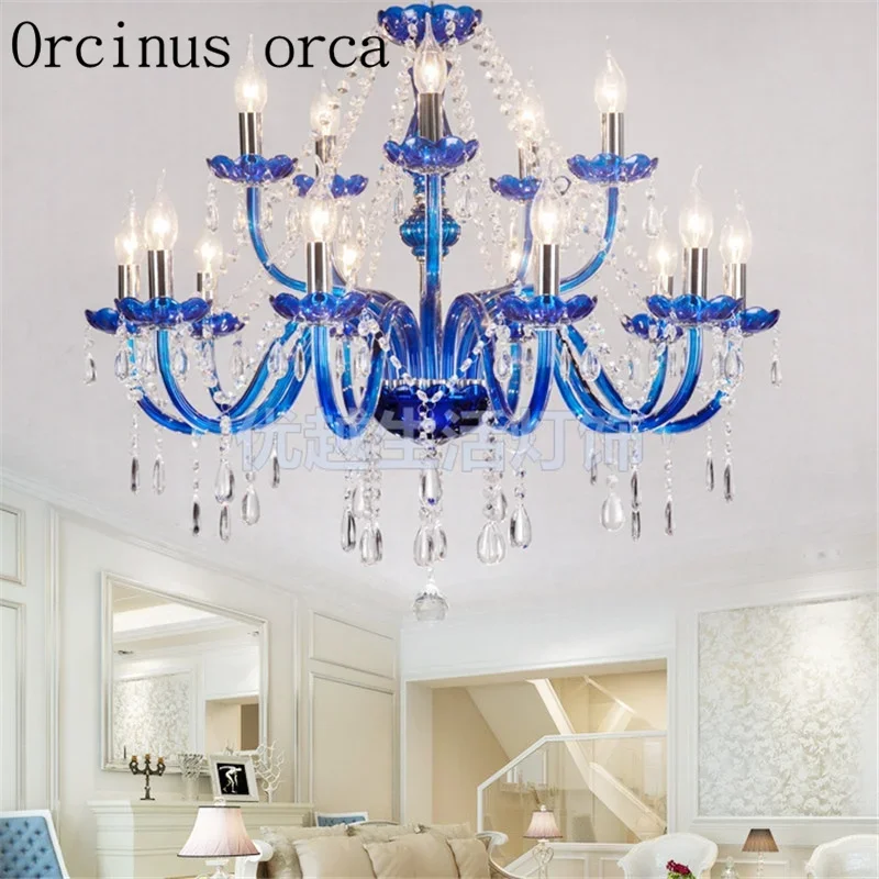 French Blue candles crystal chandeliers hotels clubs living rooms dining rooms glass chandeliers free shipping image 3