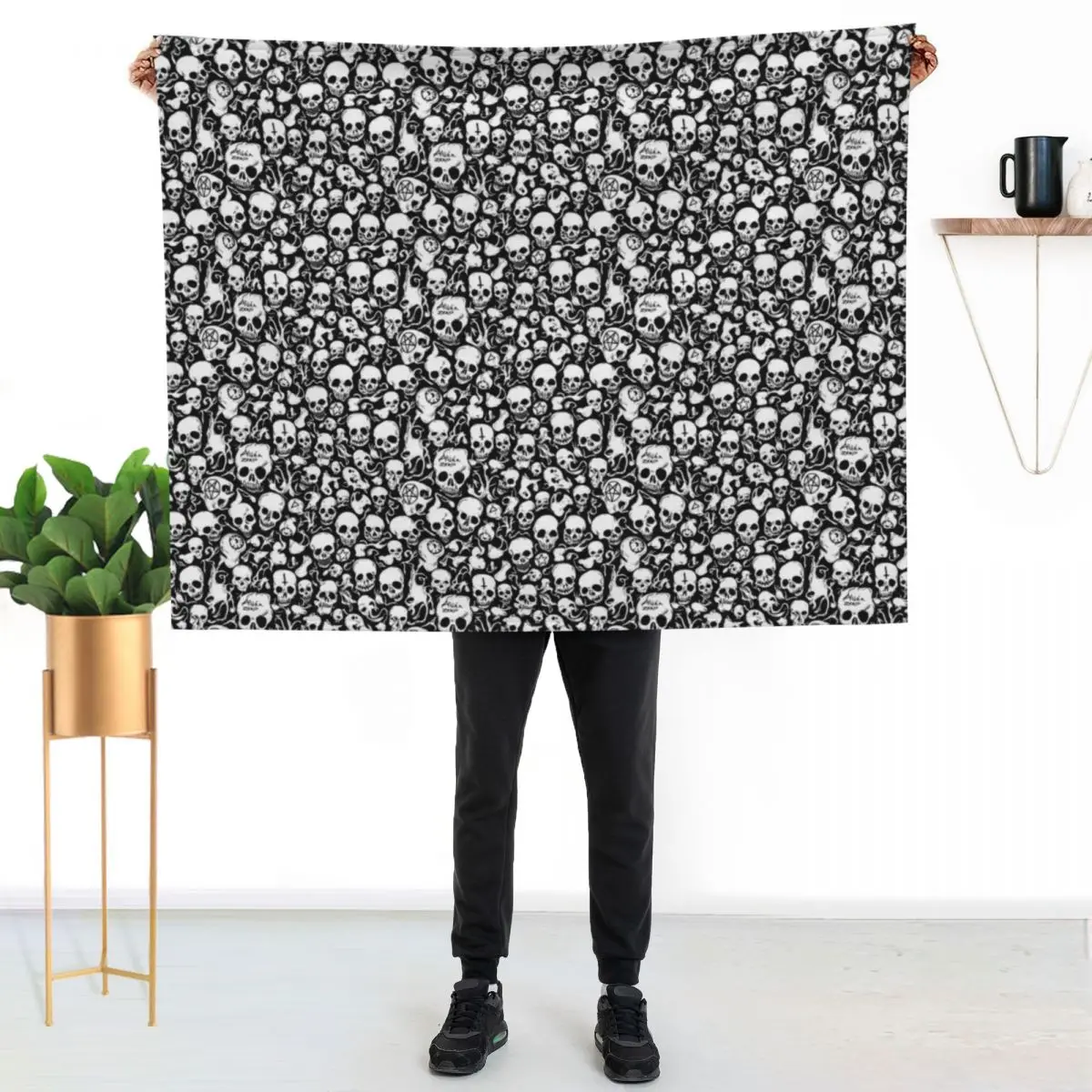 

Abstract Horror Skulls Throw Blanket Men's Soft Warm Throw Blanket for Couch