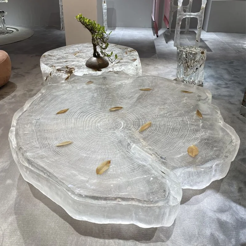 

Modern Asymmetrical Transparent Coffee Table Creative Design for Luxury Tea Table Panel Small Apartment Living Room Furniture