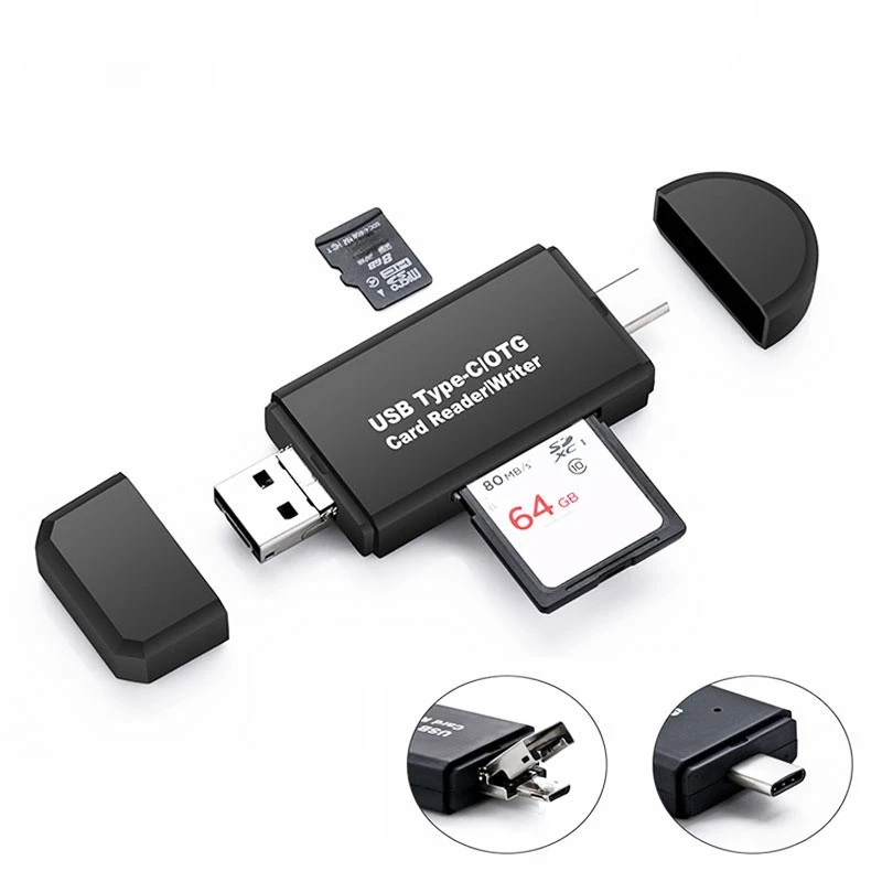 USB3.0 ประเภท C และ Micro USB 3 ใน 1 เครื่องอ่านการ์ด OTG USB Universal USB ความเร็วสูง TF/SD card Reader สำหรับโทรศัพท์สมาร์ทคอมพิวเตอร์ขายส่ง