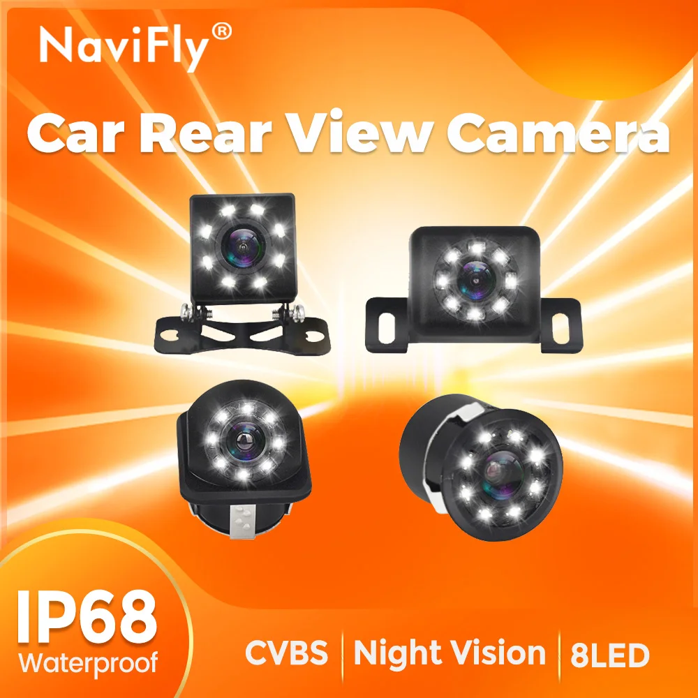 NaviFly IP68 Waterproof CVBS Night Vision For Universal Car Rear View 8LED Camera for BMW E46 Lifan X60 Benz Korando Hyundai