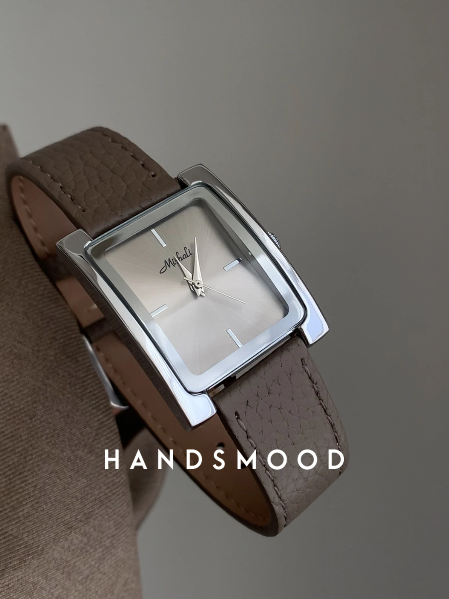 Women's luxurywatch retro highend temperament gray stylish square leather watch women's jewelry gift for girlfriendoriginal gift