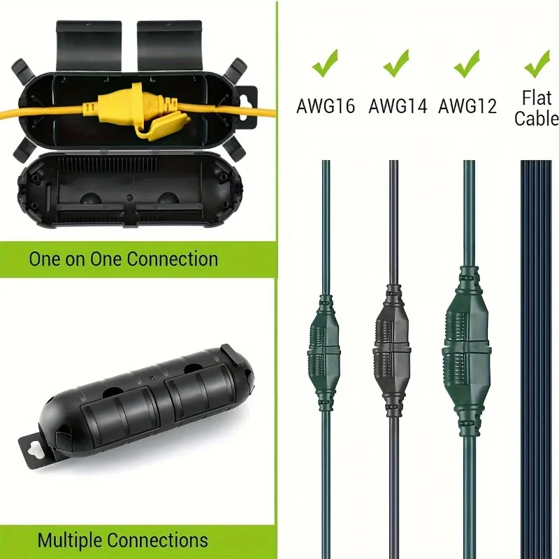 1/4PC Extension Cord Safety Cover with Waterproof Seal, Weatherproof Electrical Connection Box To Protect Outdoor Outlet Safety