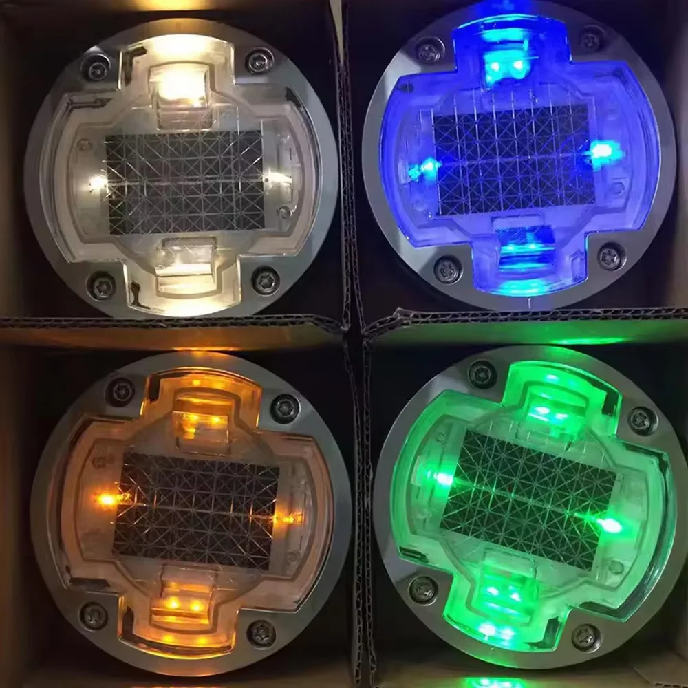 120mm Solar LED Road Stud Light - Round Embedded Flashing Marker for Driveway, Pathway & Traffic Safety (IP68 Waterproof)