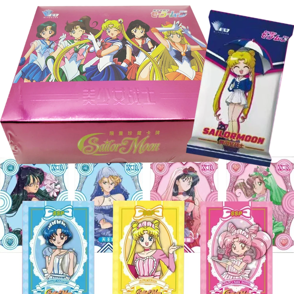 

Sailor Moon Collection Cards Fantasy Magical Girls Visual Feast Exquisite Wedding Dress Anime Cards Fans Favorite Gifts Toys