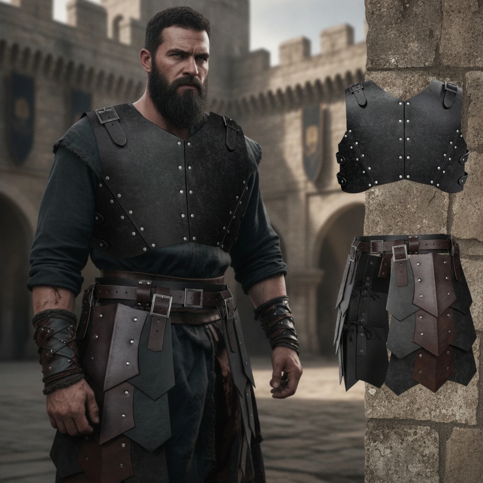 2 Pieces Costume Protective Gear Set Matte Shoulder Cuirass Breastplate Long-Lasting Pauldron High Quality for Cosplayers