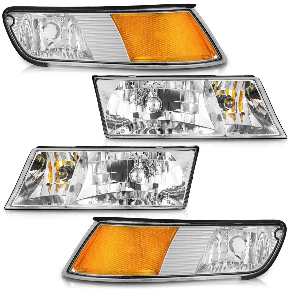 

Pair Headlights For 1998-2002 Mercury Grand Marquis Chrome Headlamps LH+RH