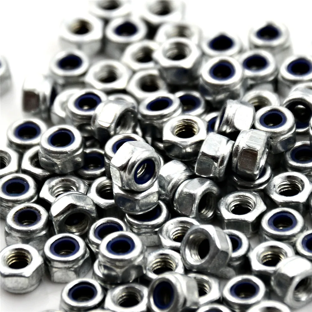 1/100 Pz Tono Argento M3 x 0.5mm In Acciaio Inox Nylock Nylon Inserto Esagonale Dadi di Bloccaggio Sette stelle fiore di pruno intrecciato a mano dado