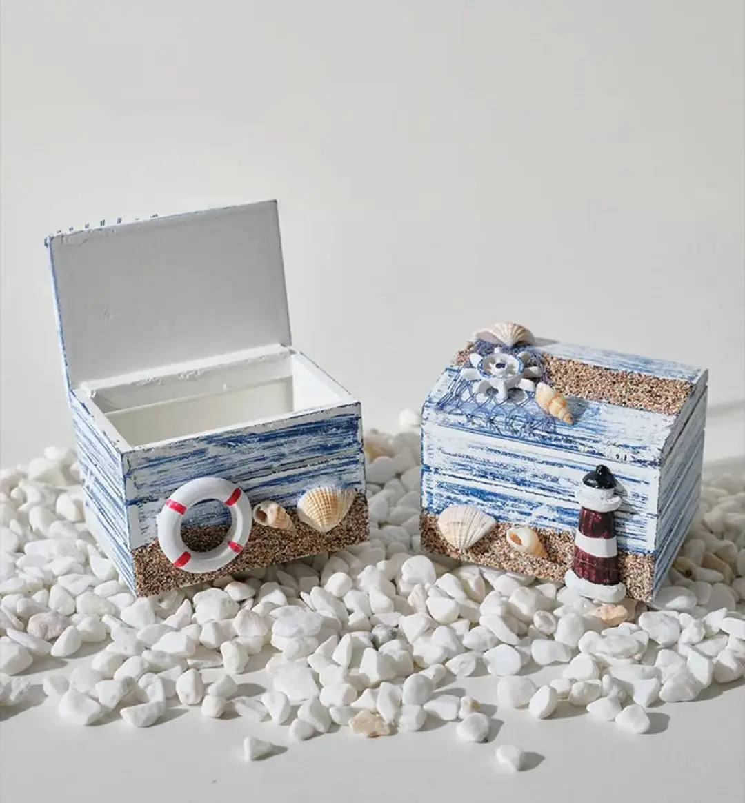Mediterranean Style Storage Box, Classic Wooden Small Desktop Box, Creative Jewelry & Candy Storage Case